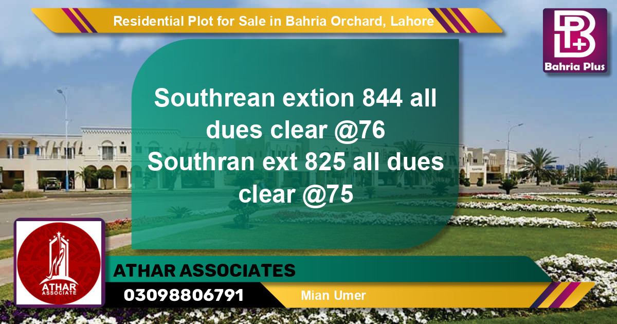 Residential Plot for Sale in Bahria Orchard, Lahore - (BP-95168)