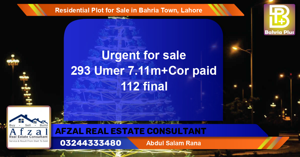 Residential Plot for Sale in Bahria Town, Lahore - (BP-95169)