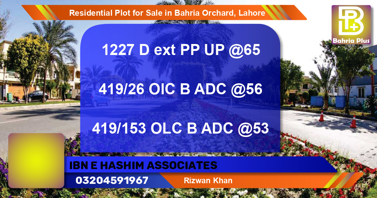 Residential Plot for Sale in Bahria Orchard, Lahore - (BP-95184)