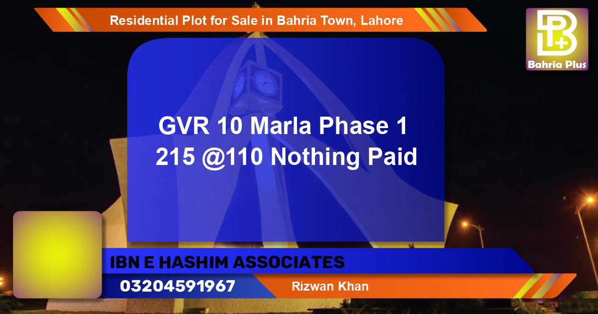 Residential Plot for Sale in Bahria Town, Lahore - (BP-95186)