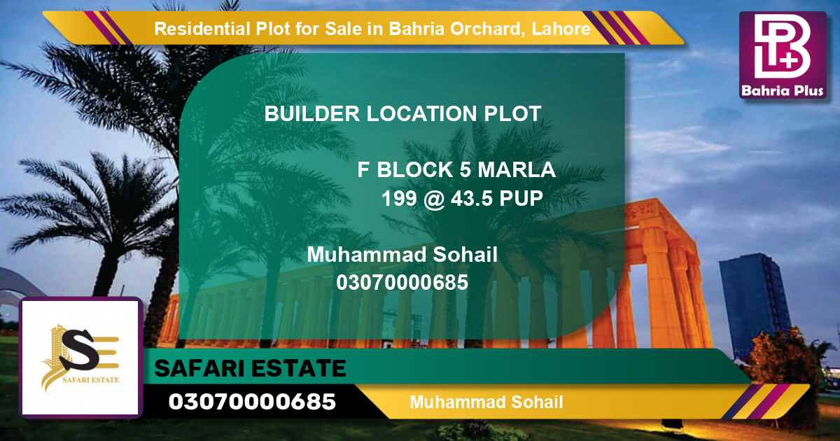 Residential Plot for Sale in Bahria Orchard, Lahore - (BP-95187)