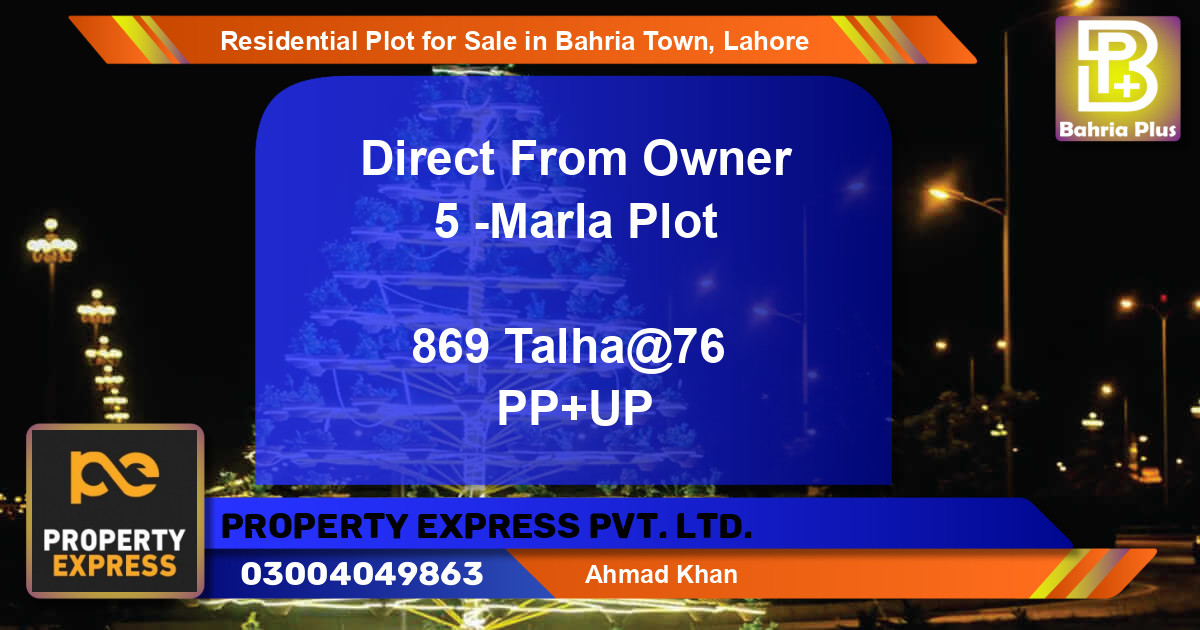 Residential Plot for Sale in Bahria Town, Lahore - (BP-95304)