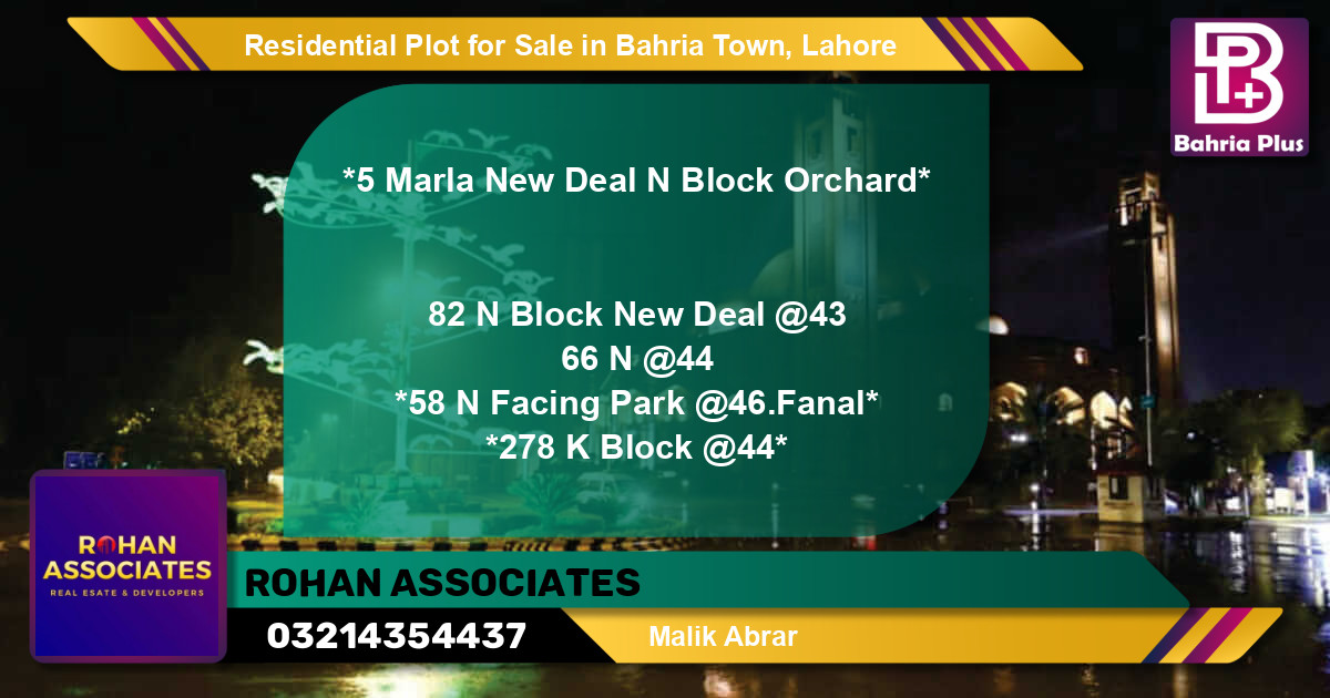 Residential Plot for Sale in Bahria Town, Lahore - (BP-95596)