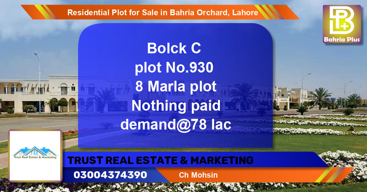 Residential Plot for Sale in Bahria Orchard, Lahore - (BP-95598)