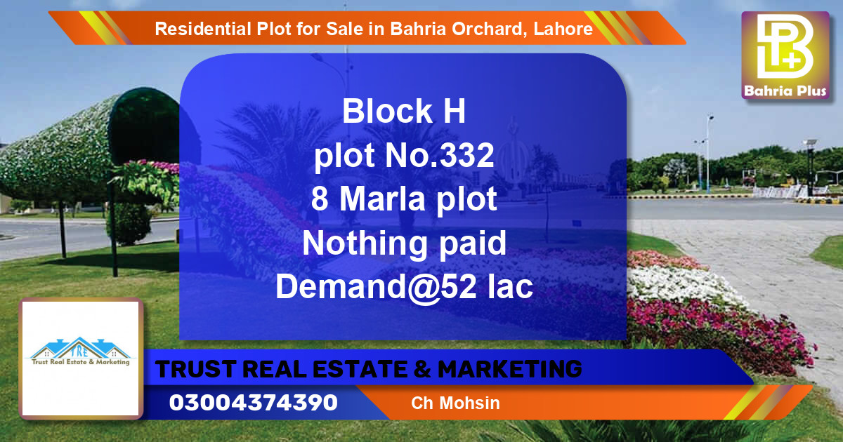 Residential Plot for Sale in Bahria Orchard, Lahore - (BP-95603)