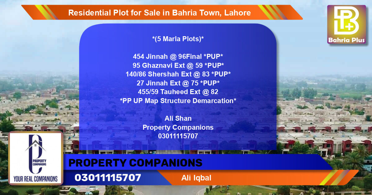 Residential Plot for Sale in Bahria Town, Lahore - (BP-95610)