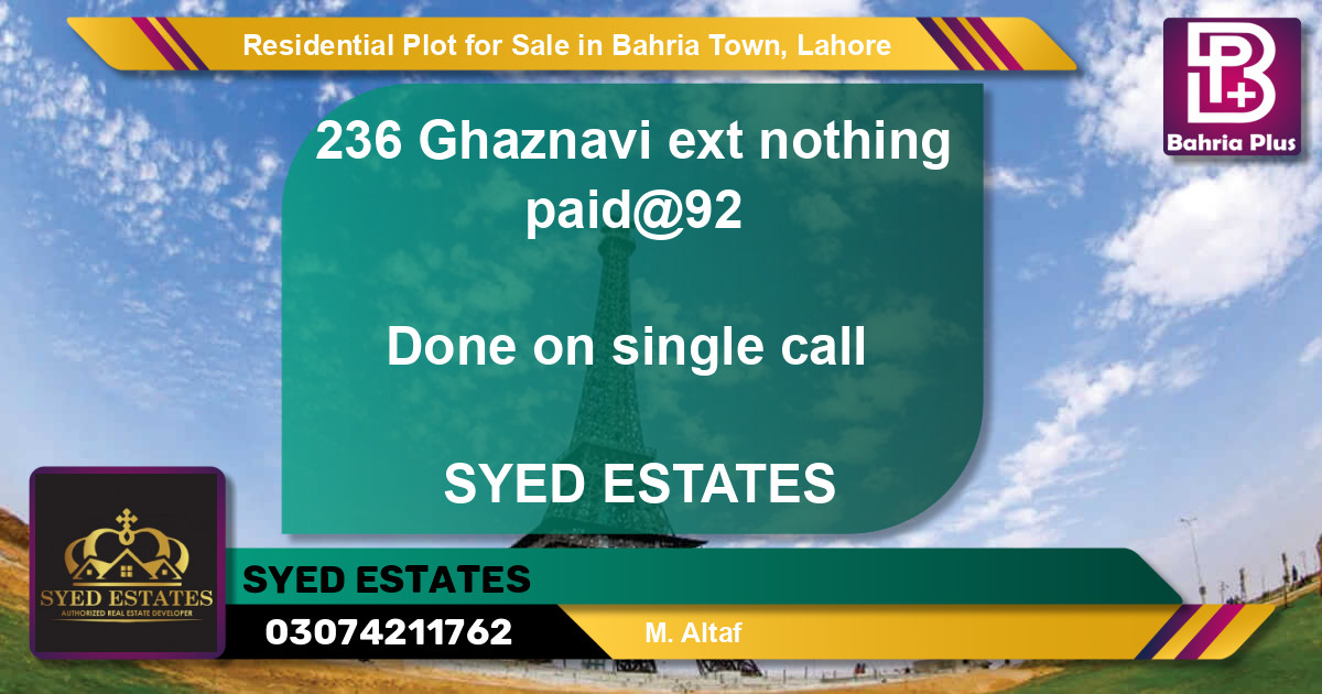 Residential Plot for Sale in Bahria Town, Lahore - (BP-95622)