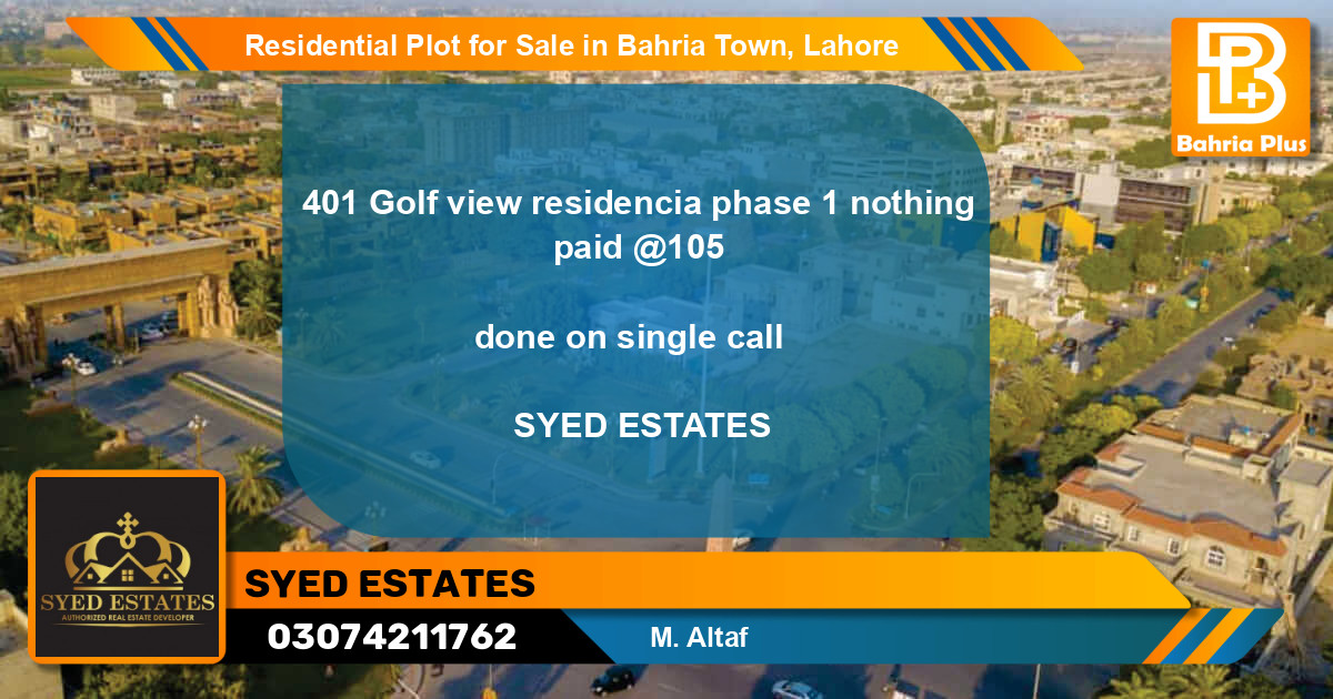 Residential Plot for Sale in Bahria Town, Lahore - (BP-95624)