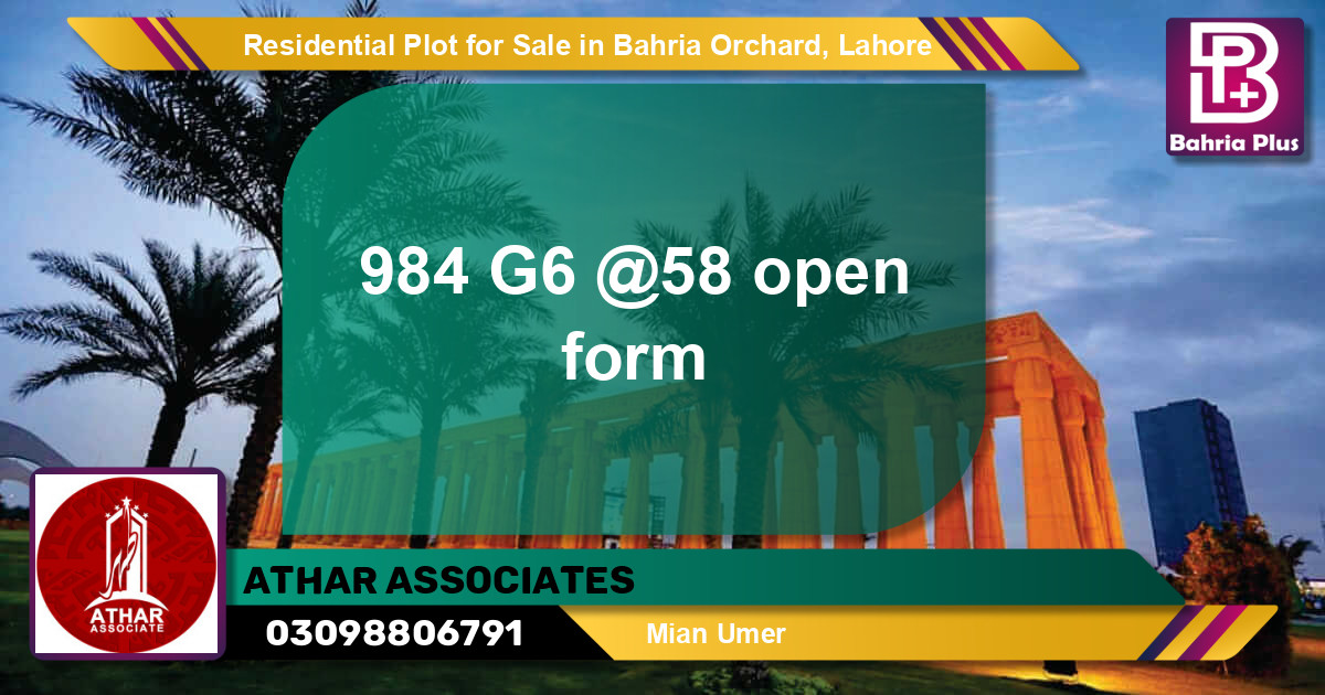 Residential Plot for Sale in Bahria Orchard, Lahore - (BP-95632)