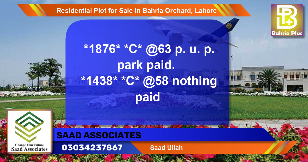 Residential Plot for Sale in Bahria Orchard, Lahore - (BP-95644)