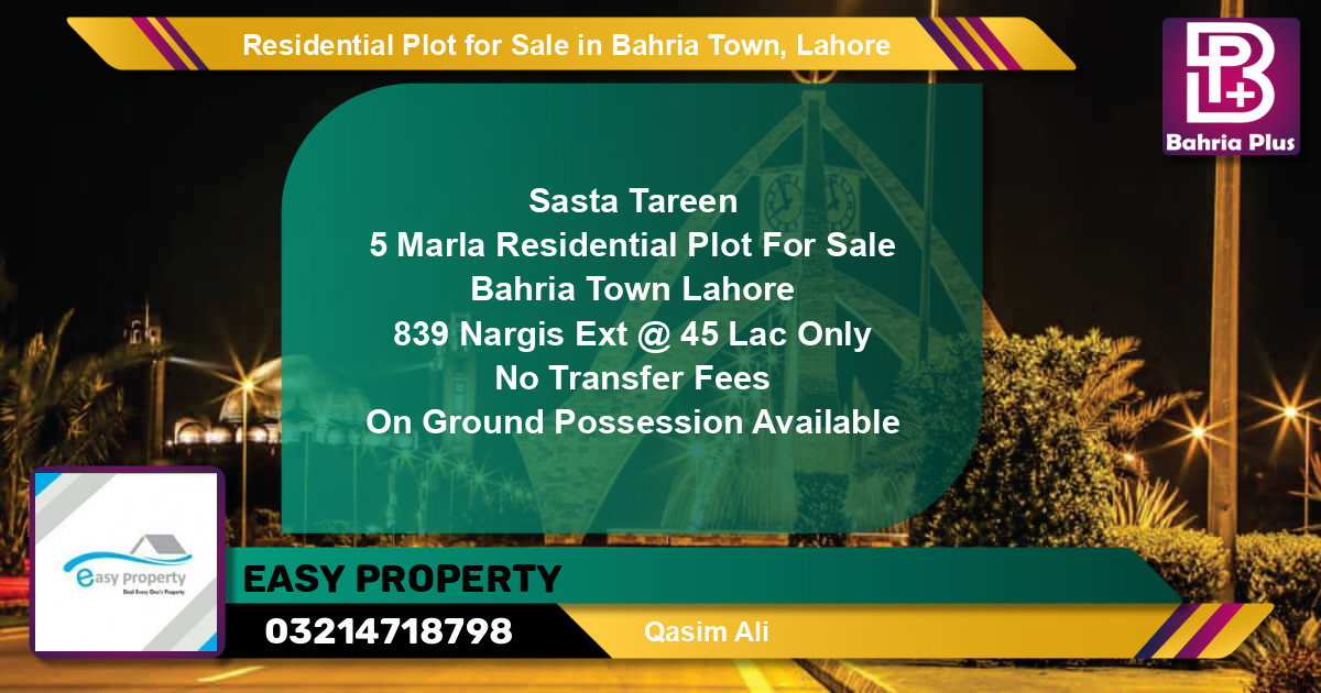Residential Plot for Sale in Bahria Town, Lahore - (BP-95648)