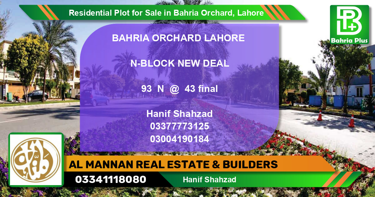Residential Plot for Sale in Bahria Orchard, Lahore - (BP-95664)