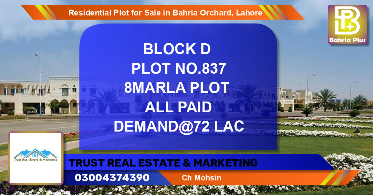 Residential Plot for Sale in Bahria Orchard, Lahore - (BP-95665)