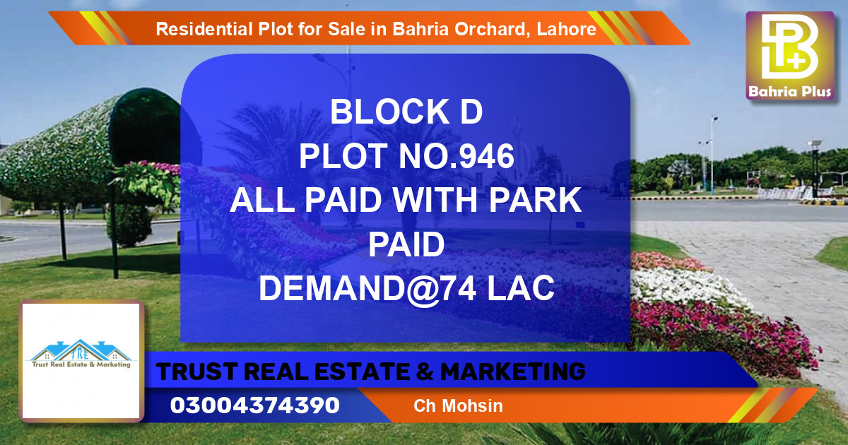 Residential Plot for Sale in Bahria Orchard, Lahore - (BP-95674)