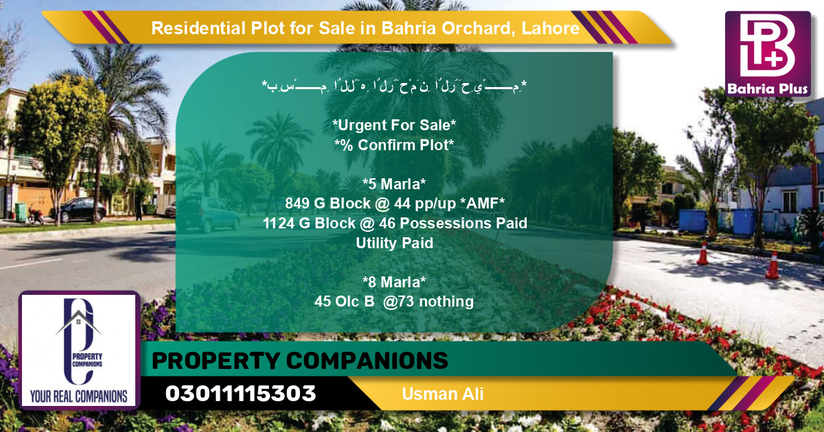 Residential Plot for Sale in Bahria Orchard, Lahore - (BP-95675)