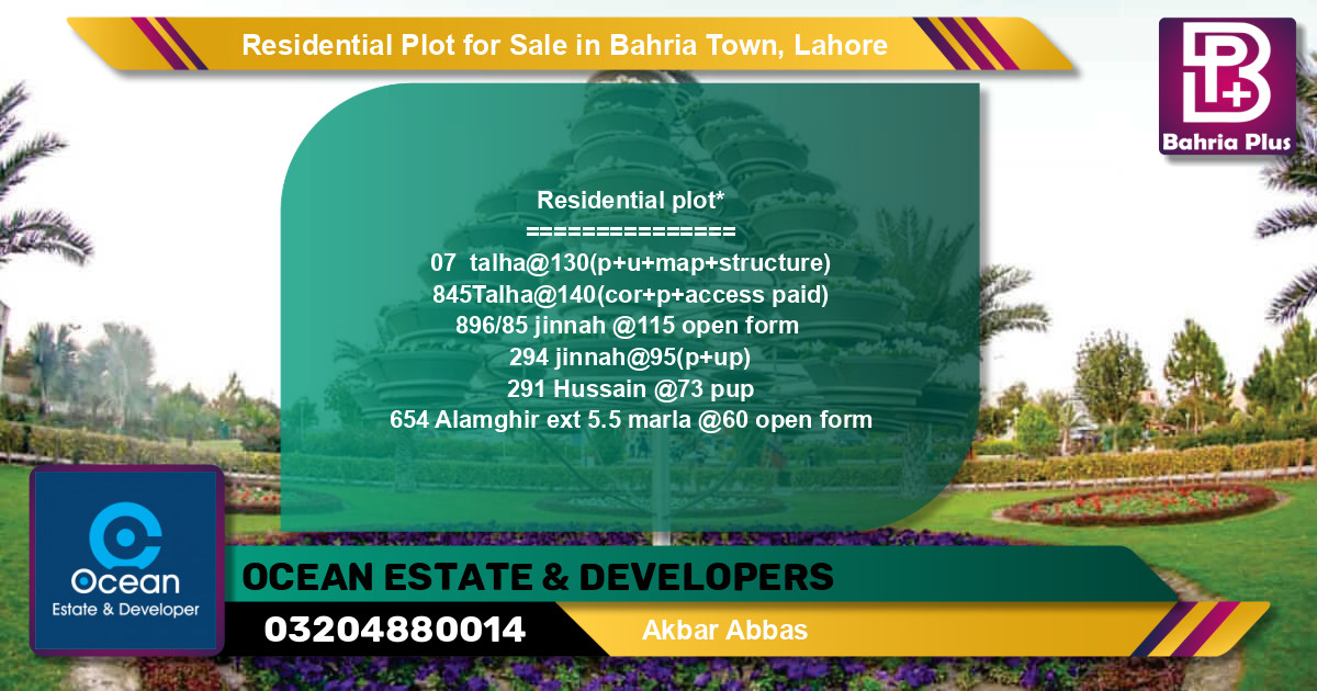 Residential Plot for Sale in Bahria Town, Lahore - (BP-95683)