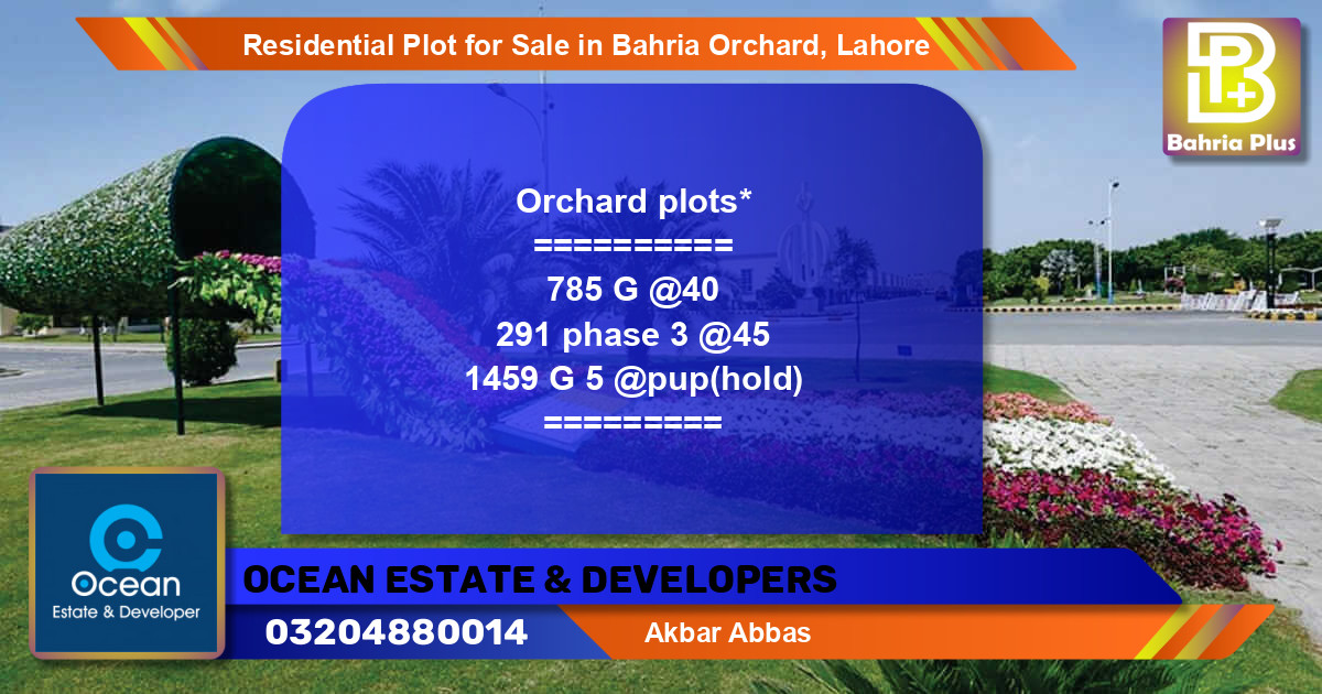 Residential Plot for Sale in Bahria Orchard, Lahore - (BP-95685)