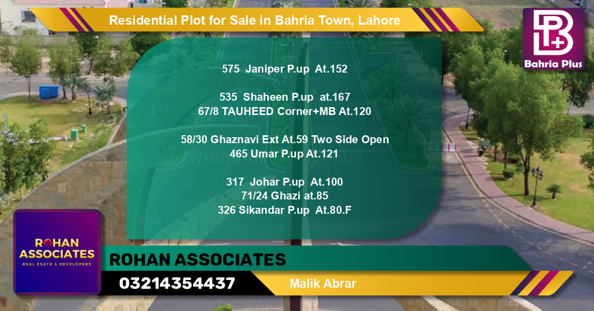 Residential Plot for Sale in Bahria Town, Lahore - (BP-95702)