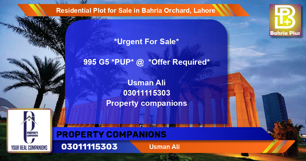 Residential Plot for Sale in Bahria Orchard, Lahore - (BP-95703)