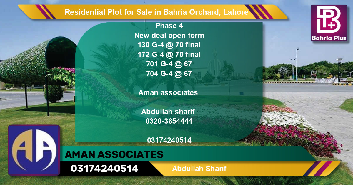 Residential Plot for Sale in Bahria Orchard, Lahore - (BP-95707)