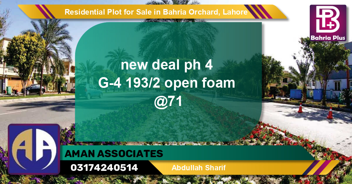 Residential Plot for Sale in Bahria Orchard, Lahore - (BP-95730)
