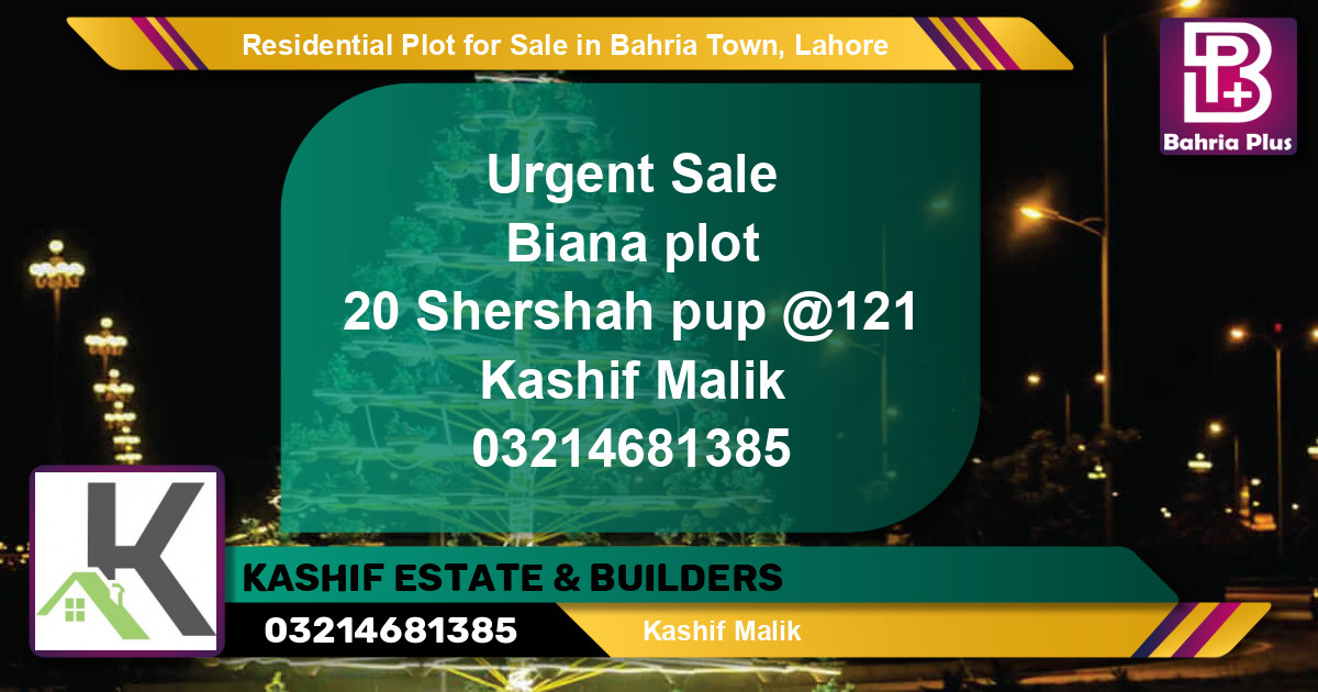 Residential Plot for Sale in Bahria Town, Lahore - (BP-95733)