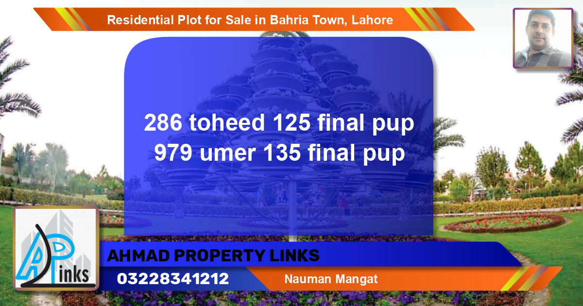 Residential Plot for Sale in Bahria Town, Lahore - (BP-95746)