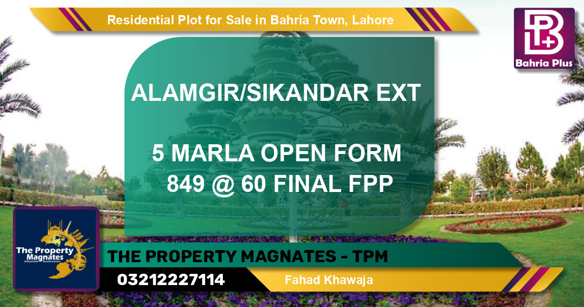 Residential Plot for Sale in Bahria Town, Lahore - (BP-95774)