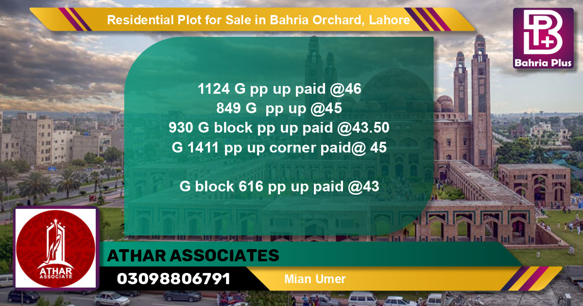 Residential Plot for Sale in Bahria Orchard, Lahore - (BP-95778)
