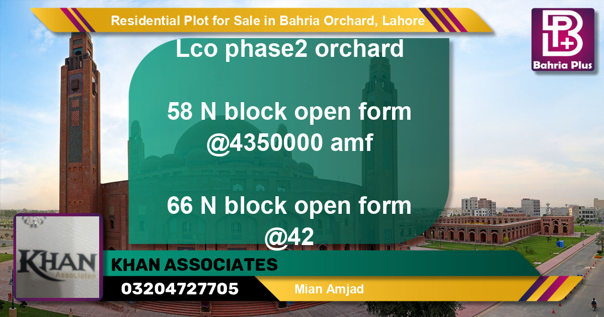 Residential Plot for Sale in Bahria Orchard, Lahore - (BP-95792)