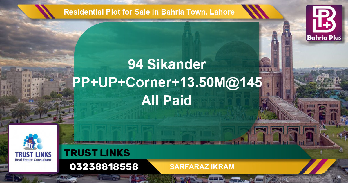 Residential Plot for Sale in Bahria Town, Lahore - (BP-95801)