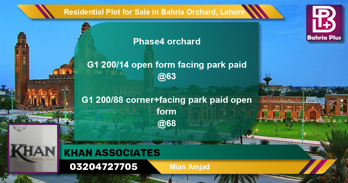 Residential Plot for Sale in Bahria Orchard, Lahore - (BP-95802)