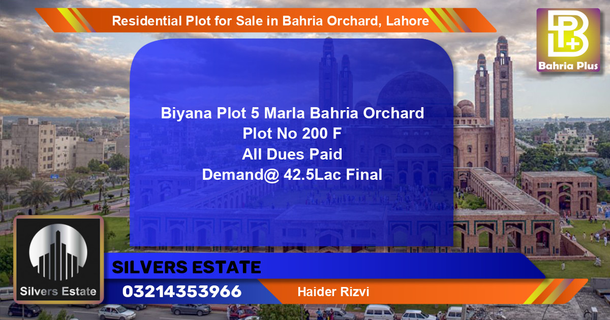 Residential Plot for Sale in Bahria Orchard, Lahore - (BP-95819)
