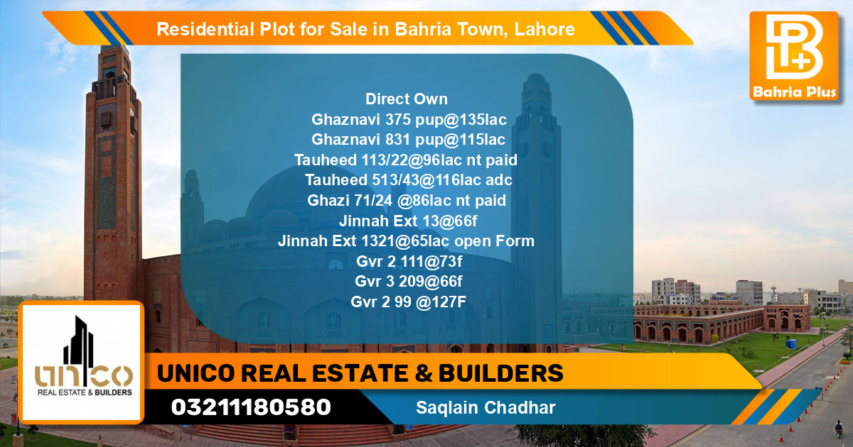 Residential Plot for Sale in Bahria Town, Lahore - (BP-95827)