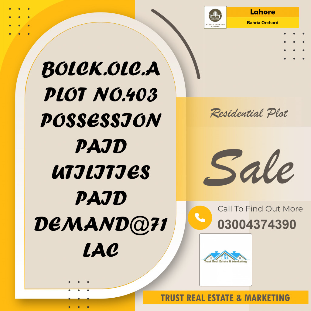 Residential Plot for Sale in Bahria Orchard, Lahore - (BP-95839)