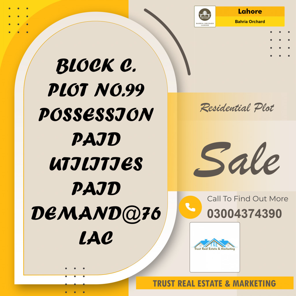 Residential Plot for Sale in Bahria Orchard, Lahore - (BP-95840)
