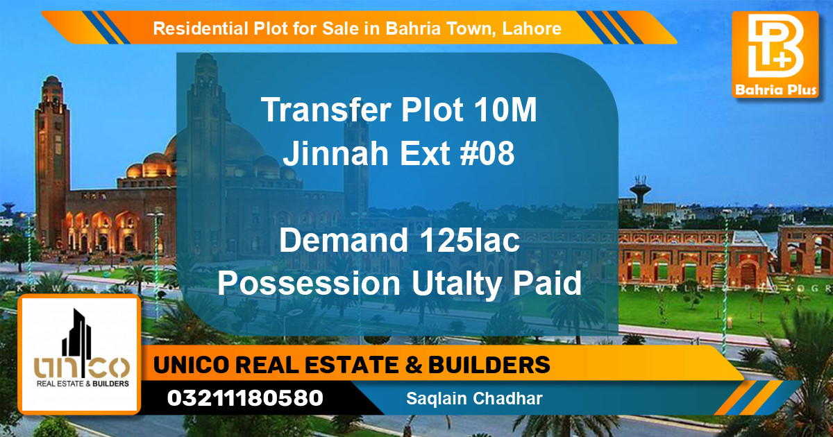 Residential Plot for Sale in Bahria Town, Lahore - (BP-95850)