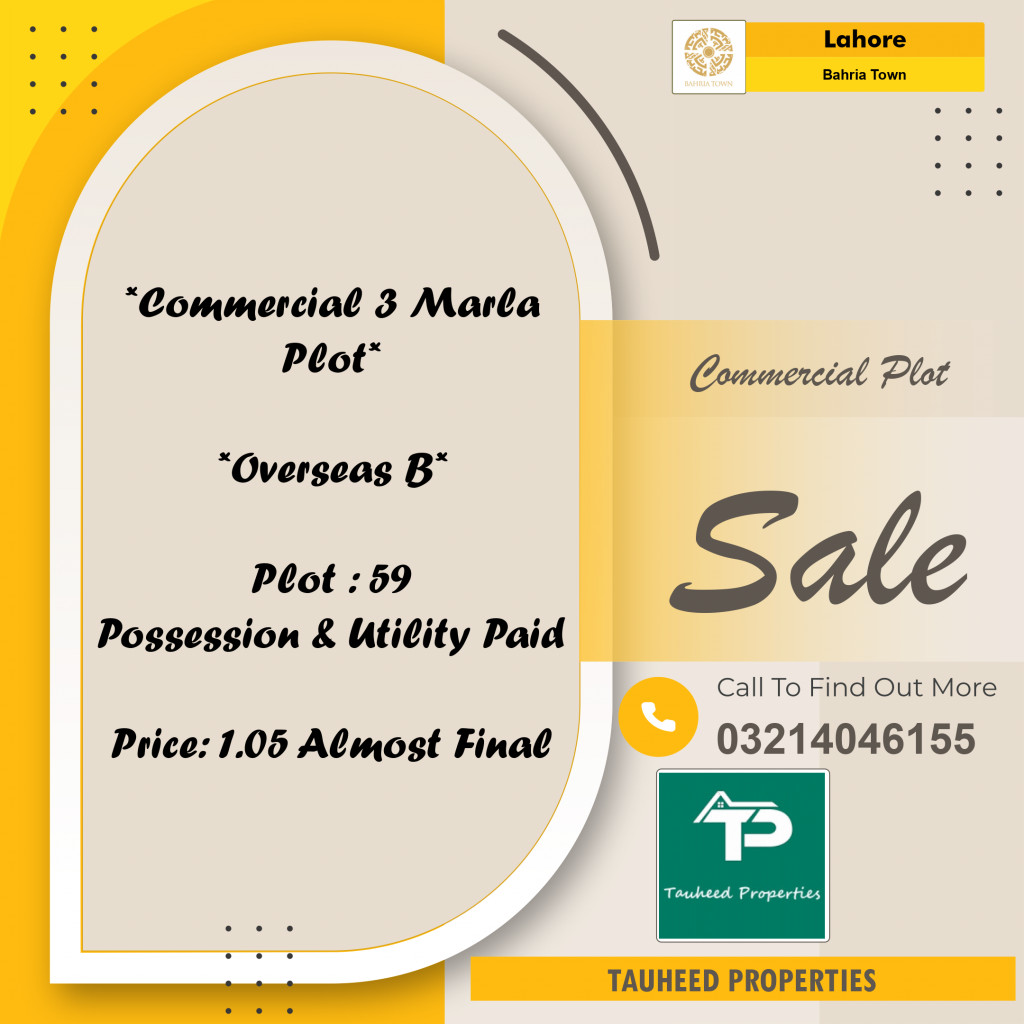 Commercial Plot for Sale in Bahria Town, Lahore - (BP-95853)
