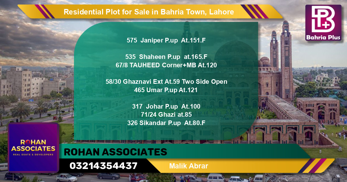 Residential Plot for Sale in Bahria Town, Lahore - (BP-95861)