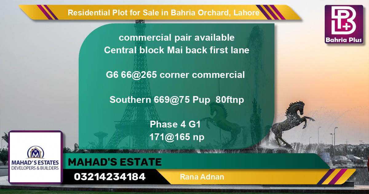 Residential Plot for Sale in Bahria Orchard, Lahore - (BP-95883)
