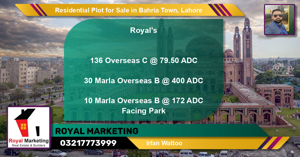 Residential Plot for Sale in Bahria Town, Lahore - (BP-95885)