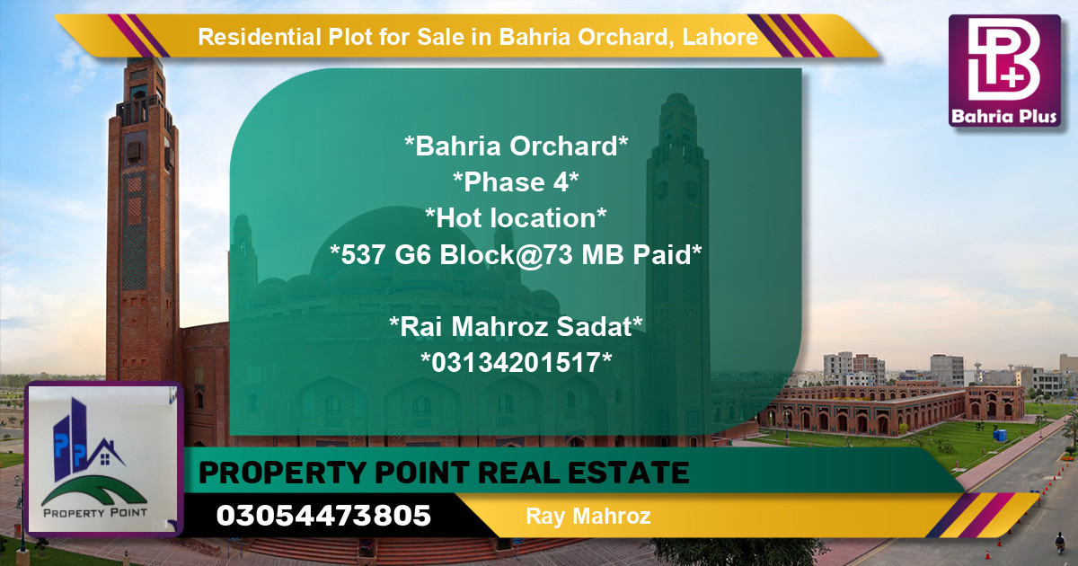 Residential Plot for Sale in Phase 4 - G6 Block -  Bahria Orchard, Lahore - (BP-95893)