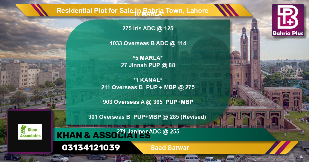 Residential Plot for Sale in Bahria Town, Lahore - (BP-95895)