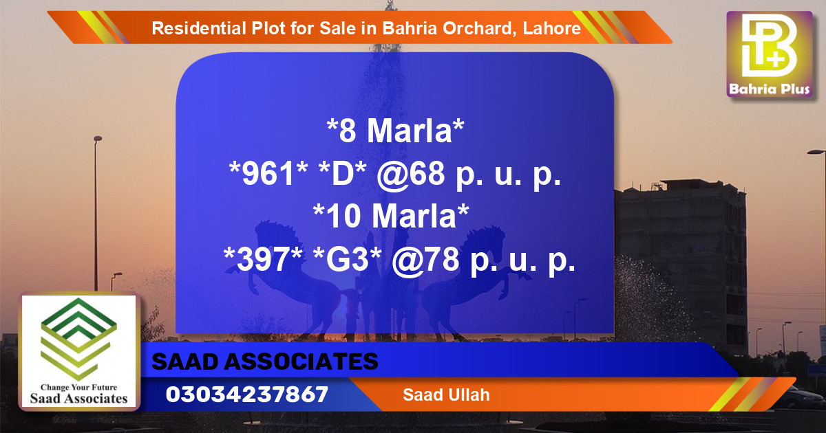 Residential Plot for Sale in Bahria Orchard, Lahore - (BP-95906)