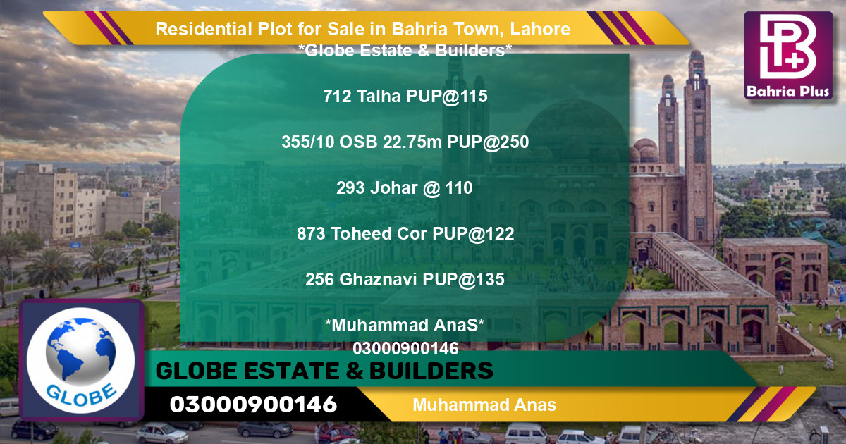 Residential Plot for Sale in Bahria Town, Lahore - (BP-95921)