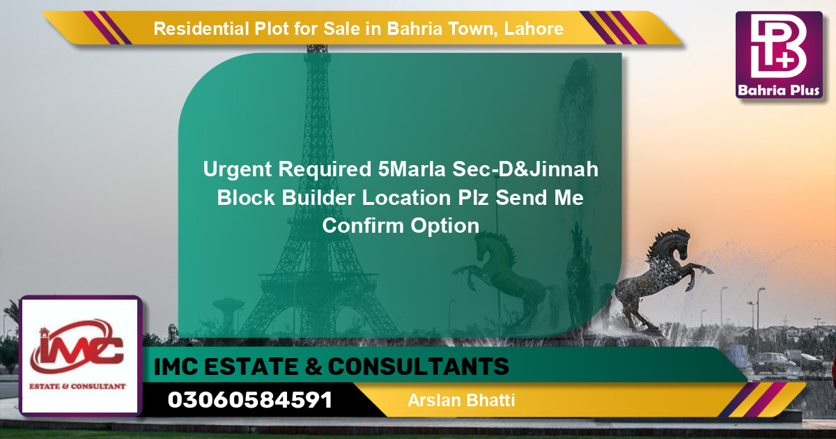 Residential Plot for Sale in Bahria Town, Lahore - (BP-95937)