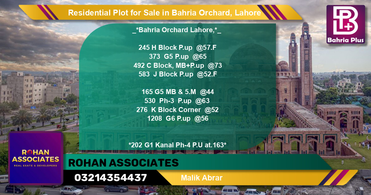 Residential Plot for Sale in Bahria Orchard, Lahore - (BP-95951)