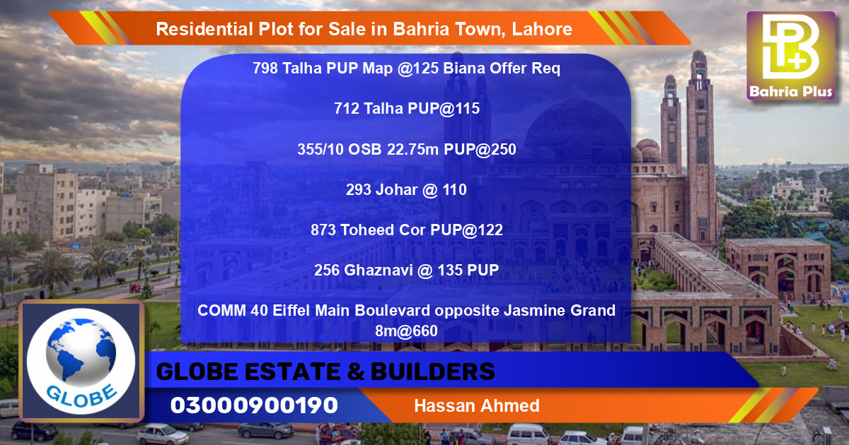 Residential Plot for Sale in Bahria Town, Lahore - (BP-95957)