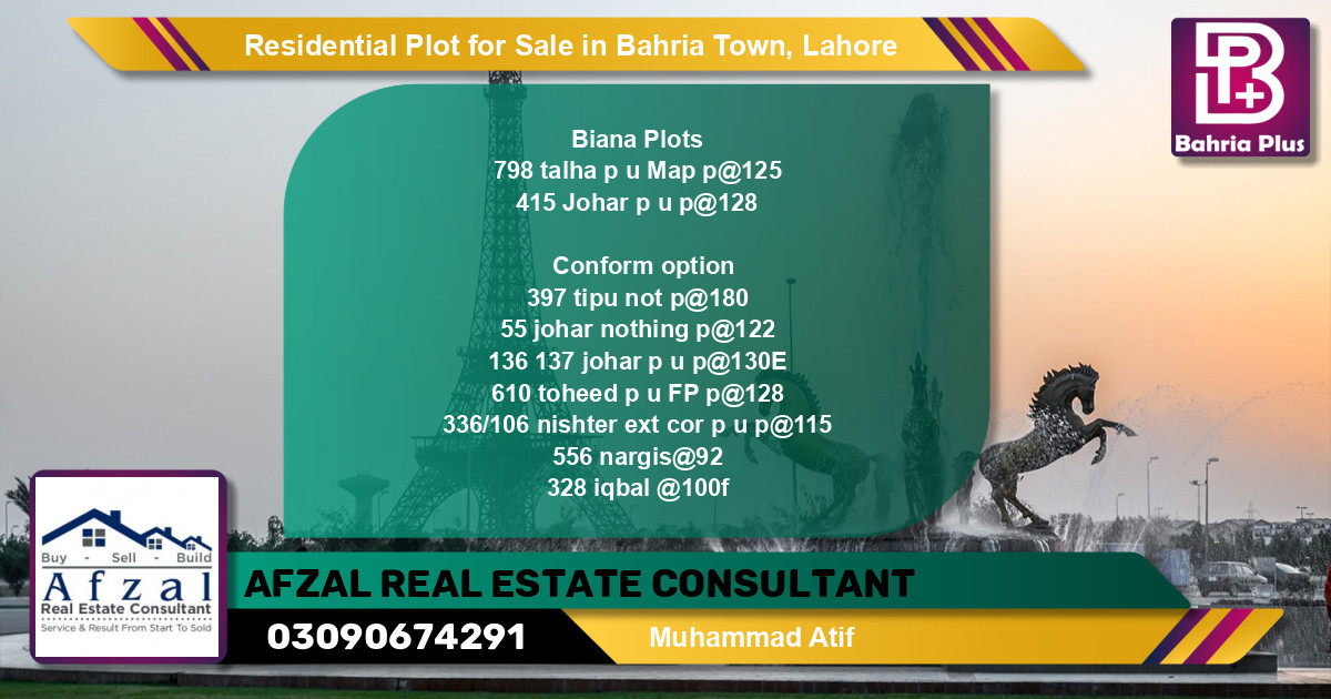 Residential Plot for Sale in Bahria Town, Lahore - (BP-95965)