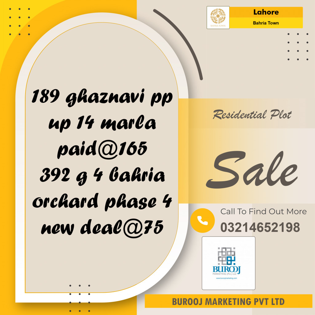 Residential Plot for Sale in Bahria Town, Lahore - (BP-95976)